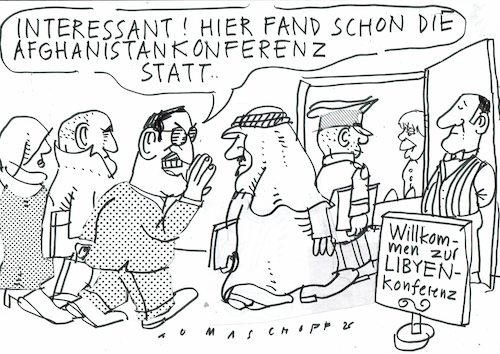 Cartoon: Libyen (medium) by Jan Tomaschoff tagged libyen,konferenz,diplomatie,afghanistan,libyen,konferenz,diplomatie,afghanistan