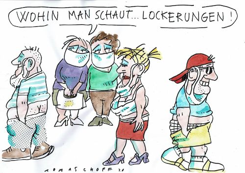 Cartoon: locker (medium) by Jan Tomaschoff tagged corona,epidemie,masken,corona,epidemie,masken