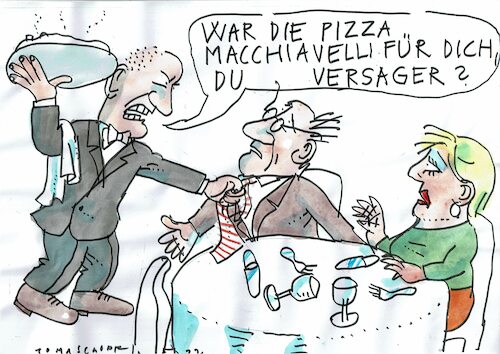 Cartoon: Macchiavelli (medium) by Jan Tomaschoff tagged hierarchie,druck,machiavelli,hierarchie,druck,machiavelli