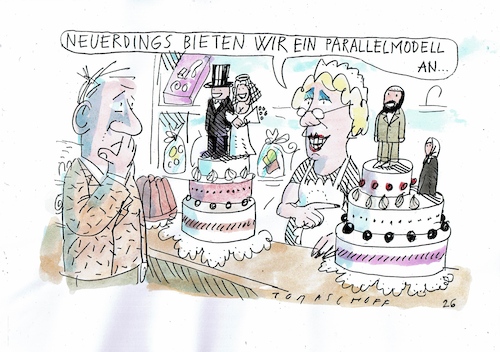 Cartoon: Modell (medium) by Jan Tomaschoff tagged mann,frau,patriarchet,gleichstellung,islamisten,mann,frau,patriarchet,gleichstellung,islamisten