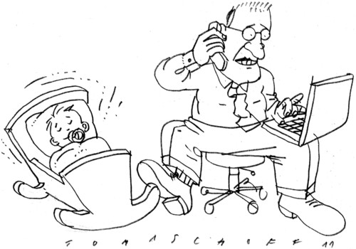 Cartoon: Multitasking (medium) by Jan Tomaschoff tagged kinder,nachwuchs,alleinerziehend,familie,vater,multitasking,multitasking,vater,familie,alleinerziehend,nachwuchs,kinder