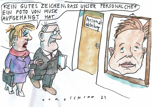 Cartoon: Musk (medium) by Jan Tomaschoff tagged personal,musk,kündigung,personal,musk,kündigung