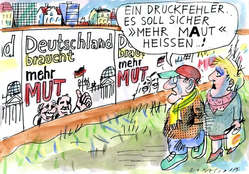 Cartoon: Mut (medium) by Jan Tomaschoff tagged maut,finanzen,maut,finanzen