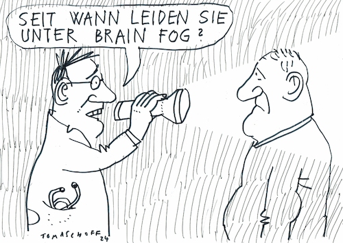 Cartoon: Nebel (medium) by Jan Tomaschoff tagged medizin,gehirn,fatigue,benommenheit,medizin,gehirn,fatigue,benommenheit