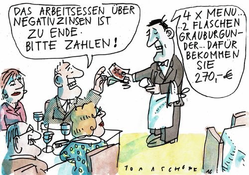 Cartoon: Negativzins (medium) by Jan Tomaschoff tagged geld,negativzins,geld,negativzins