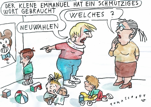 Cartoon: Neuwahlen (medium) by Jan Tomaschoff tagged macron,wahlen,macron,wahlen