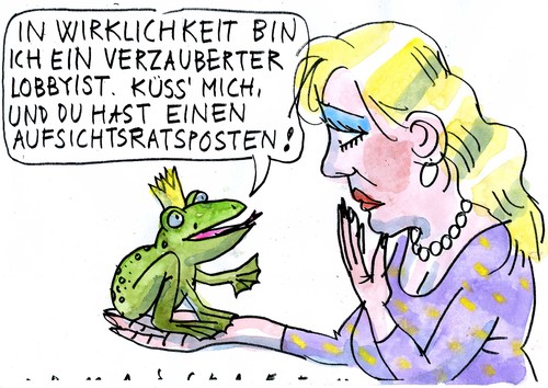 Cartoon: no (medium) by Jan Tomaschoff tagged no,lobbyist,froschkönig,märchen,lobby,aufsichtsrat