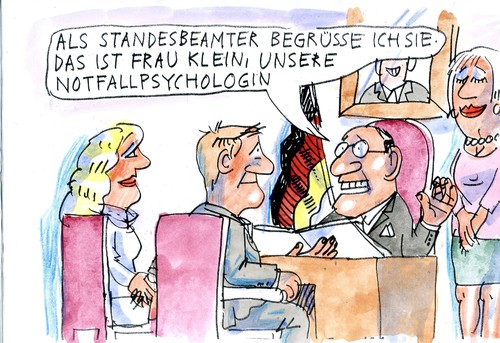 Cartoon: Notfall (medium) by Jan Tomaschoff tagged notfall,psychologin,ehe,liebe,standesamt,heiraten,notfall,psychologin,ehe,liebe,standesamt,heiraten