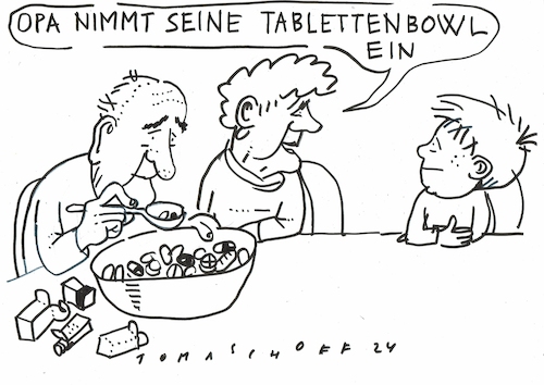 Cartoon: Opa (medium) by Jan Tomaschoff tagged gesundheit,alter,medikamente,polypharmazie,gesundheit,alter,medikamente,polypharmazie