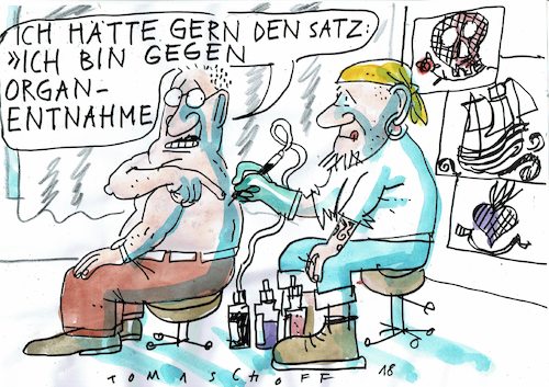 Cartoon: Organspender (medium) by Jan Tomaschoff tagged organspende,transplantation,widerspruchslösung,organspende,transplantation,widerspruchslösung