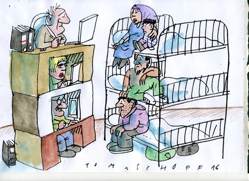 Cartoon: Personalstärke (medium) by Jan Tomaschoff tagged migration,bürokratie,asyl,migration,bürokratie,asyl