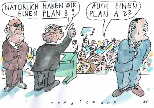 Cartoon: Plan B (medium) by Jan Tomaschoff tagged politiker,versprechen,plan,politiker,versprechen,plan