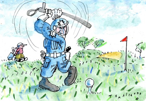 Cartoon: police (medium) by Jan Tomaschoff tagged sport,golf,sport,golf