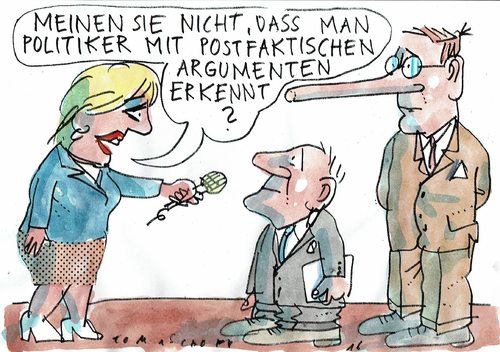 Cartoon: postfaktisch (medium) by Jan Tomaschoff tagged politiker,wahrheit,lüge,politiker,wahrheit,lüge