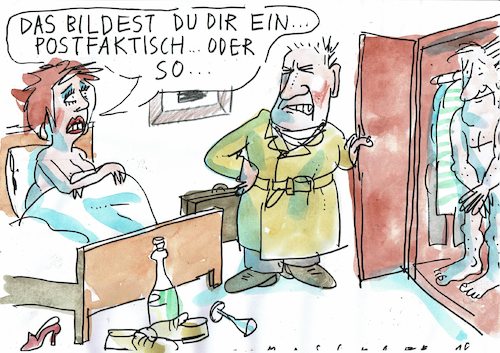 Cartoon: postfaktisch (medium) by Jan Tomaschoff tagged wahrheit,schein,wahrheit,schein