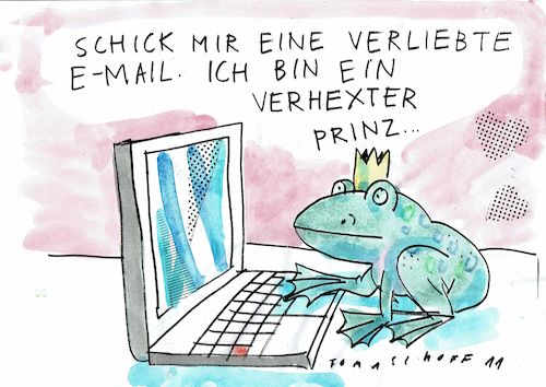 Cartoon: Prinz (medium) by Jan Tomaschoff tagged internet,liebe,kommunikation,internet,liebe,kommunikation