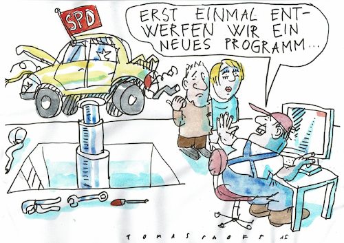 Cartoon: Programm (medium) by Jan Tomaschoff tagged spd,volksparteien,spd,volksparteien