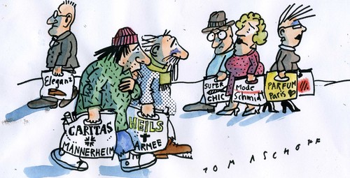 Cartoon: Publicity (medium) by Jan Tomaschoff tagged werbung,woulstand,soziale,ungleichheit,werbung,woulstand,soziale,ungleichheit