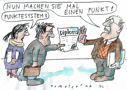 Cartoon: Punktesystem (medium) by Jan Tomaschoff tagged fachkräfte,einwanderung,punktesystem,fachkräfte,einwanderung,punktesystem