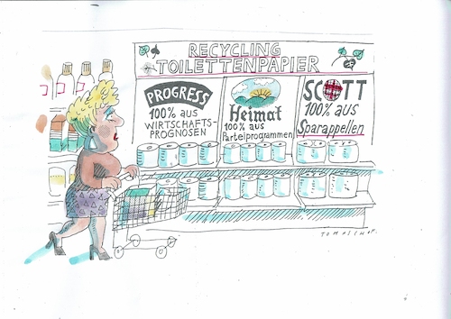 Cartoon: Recycling (medium) by Jan Tomaschoff tagged klöpapier,recycling,versprechen,klöpapier,recycling,versprechen