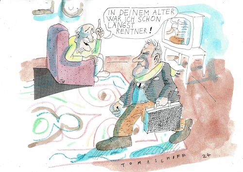 Cartoon: Rentenalter (medium) by Jan Tomaschoff tagged rente,demografie,rente,demografie