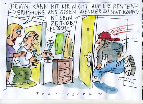 Cartoon: Rentenerhöhung (medium) by Jan Tomaschoff tagged jung,alt,rente,rente,alt,jung