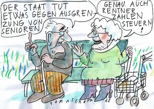 Cartoon: Rentner (medium) by Jan Tomaschoff tagged alter,rente,steuern,alter,rente,steuern