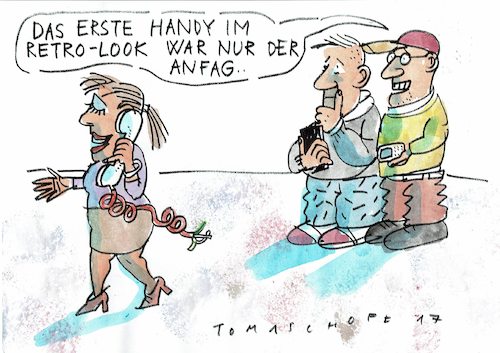 Cartoon: Retro (medium) by Jan Tomaschoff tagged handys,technik,nostalgie,handys,technik,nostalgie