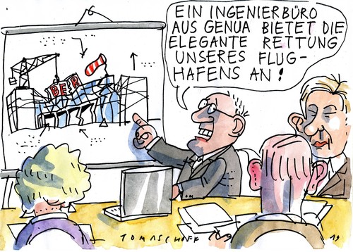 Cartoon: Rettung (medium) by Jan Tomaschoff tagged flughafen,berlin,flughafen,berlin