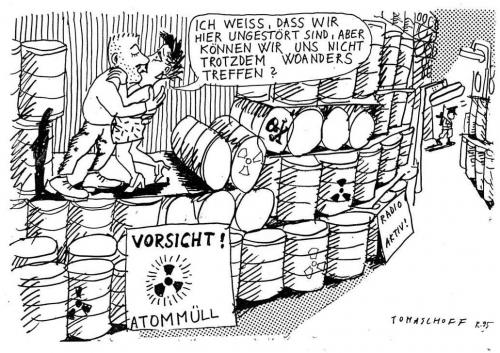 Cartoon: romantik (medium) by Jan Tomaschoff tagged romantik,beziehung,liebespaar,paar,mann,frau,atommüll,romantik,beziehung,beziehungskiste,beziehungsstress,partnerschaft,abenteuer,affäre,gefährte,gefährtin,geliebte,geliebter,gemeinschaft,lebenspartner,lebenspartnerin,leidenschaft,liebe,liebesabenteuer,liebesbeziehung,partnersuche,rendezvous,sehnsucht,sexabenteuer,sexualität,treffen,liebespaar,paar,atommüll,mann,frau,atom,atombombe,atomdeponie,atomenergie,atomgegner,atomkraftwerk,atomkrieg,atommacht,atommächtesperrvertrag,atomwaffe,bleiummantelung,blei,castor,castortranport,endlager,gorleben,kernenergie,kernkraftwerk,radioaktiver abfall,radioaktiv,radioaktivität,strahlen,supergau,verstrahlung,wiederaufarbeitungsanlage,radioaktiver,abfall