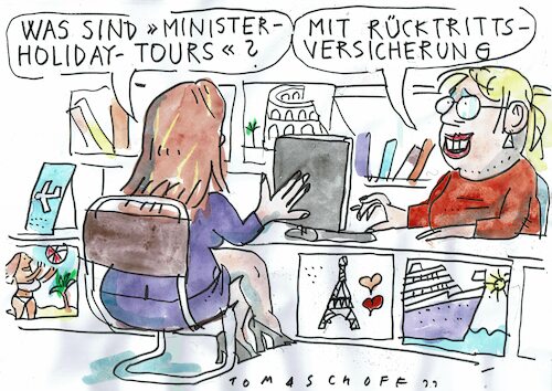 Cartoon: Rücktritt (medium) by Jan Tomaschoff tagged minister,rücktritt,reisen,urlaub,minister,rücktritt,reisen,urlaub