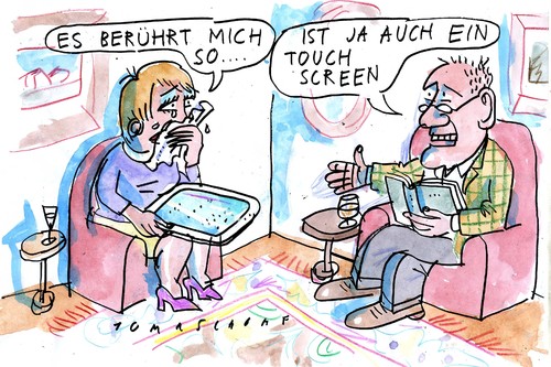 Cartoon: rührend (medium) by Jan Tomaschoff tagged touch,screen,gefühle,touch,screen,gefühle