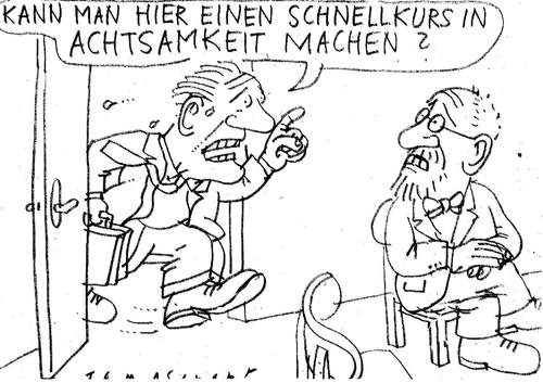 Cartoon: Schnellkurs (medium) by Jan Tomaschoff tagged achtsamkeit,achtsamkeit,achtsam,kurs,workshop