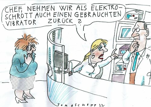 Cartoon: Schrott (medium) by Jan Tomaschoff tagged elektroschrott,vibrator,elektroschrott,vibrator