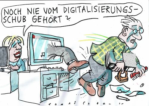 Cartoon: Schub (medium) by Jan Tomaschoff tagged computer,jobs,digitalisierung,computer,jobs,digitalisierung