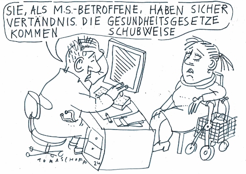 Cartoon: Schübe (medium) by Jan Tomaschoff tagged gesundheit,gesetze,gesundheit,gesetze