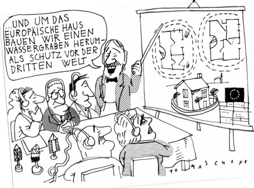 Cartoon: Schutz (medium) by Jan Tomaschoff tagged eu,schutz,schutz,eu,dritte welt,europäische hause,europa,dritte,welt,europäische,hause