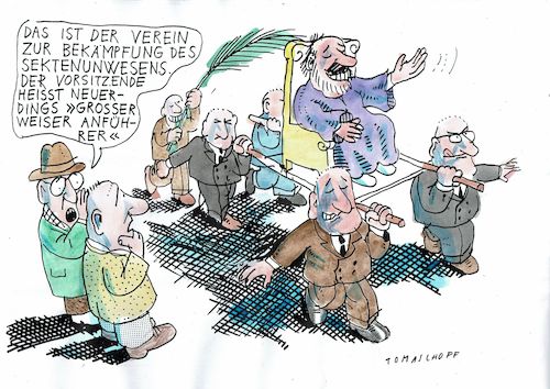 Cartoon: Sekten (medium) by Jan Tomaschoff tagged vernunft,aberglaube,sekten,hierarchie,vernunft,aberglaube,sekten,hierarchie