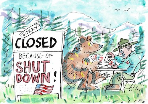 Cartoon: shut down (medium) by Jan Tomaschoff tagged usa,staatsfinanzen,usa,staatsfinanzen