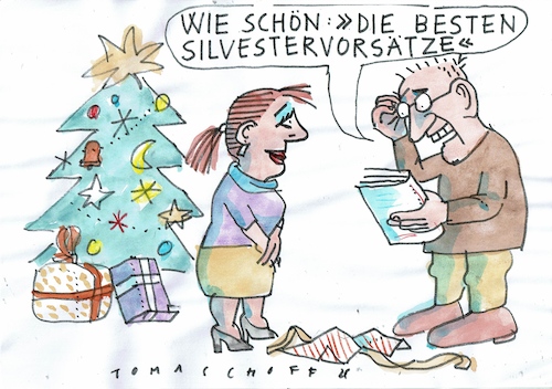 Cartoon: Silvester (medium) by Jan Tomaschoff tagged weihnachten,silvester,vorsätze,weihnachten,silvester,vorsätze