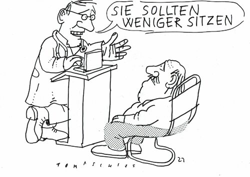 Cartoon: sitzen (medium) by Jan Tomaschoff tagged bewegung,bewegubngsmangel,sitzen,bewegung,bewegubngsmangel,sitzen