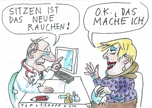 Cartoon: sitzen (medium) by Jan Tomaschoff tagged arzt,patient,kommunikatiobn,missverständnis,arzt,patient,kommunikatiobn,missverständnis