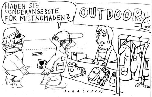 Cartoon: Sonderangebote? (medium) by Jan Tomaschoff tagged mietnomaden,mieter,vermieter