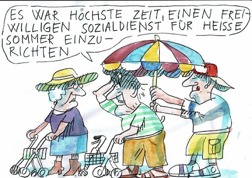 Cartoon: Sozialdienst (medium) by Jan Tomaschoff tagged sozialdienst,alter,klima,sozialdienst,alter,klima