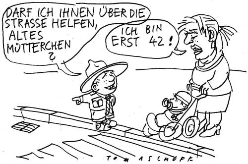 Cartoon: Spätgebärend (medium) by Jan Tomaschoff tagged geburtenrate,frauen,karriere,mutter