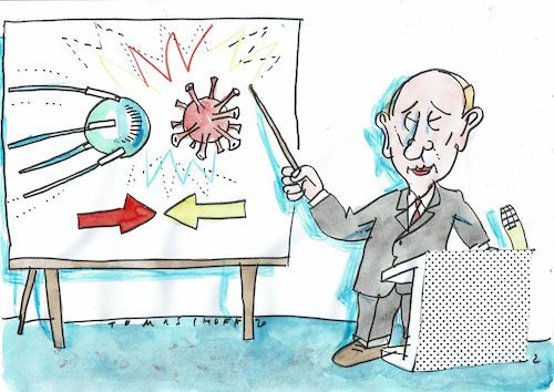 Cartoon: Sputnik (medium) by Jan Tomaschoff tagged corona,impfung,putin,corona,impfung,putin