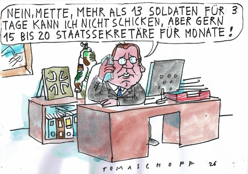 Cartoon: Staatssekretäre (medium) by Jan Tomaschoff tagged grönland,dänemark,pistorius,bundeswehr,grönland,dänemark,pistorius,bundeswehr