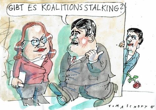 Cartoon: Stalking (medium) by Jan Tomaschoff tagged spd,linke,spd,linke
