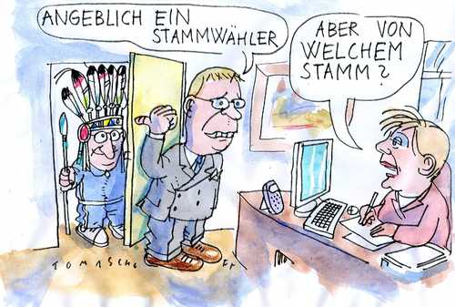Cartoon: Stamm (medium) by Jan Tomaschoff tagged stammwähler,cdu,merkel,pofalla