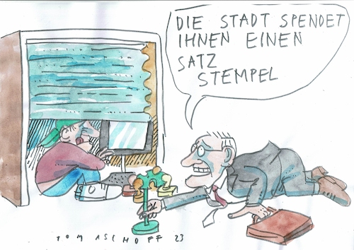 Cartoon: Start up (medium) by Jan Tomaschoff tagged start,up,bürokratie,verwaltung,start,up,bürokratie,verwaltung